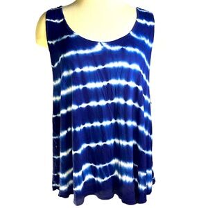 Evolution and Creation Blue Striped Tie Dye Loose Tank